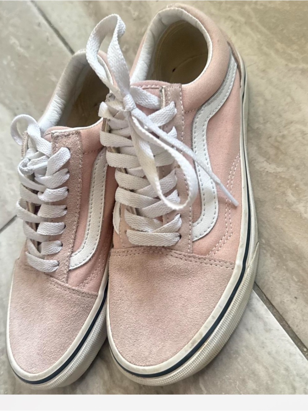 Vans Old Skool Low-Top Sneakers in Light Pink and White